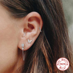 S925 Silver Butterfly Stud Earrings for Women